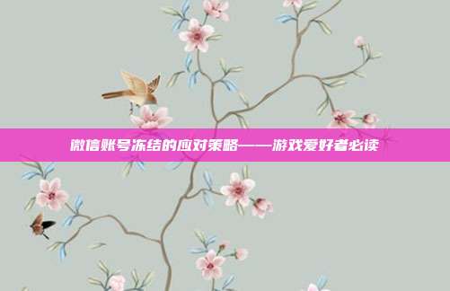 微信账号冻结的应对策略——游戏爱好者必读