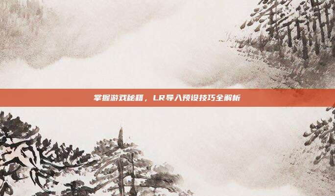 掌握游戏秘籍，LR导入预设技巧全解析