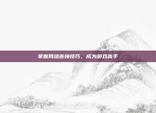 掌握网络连接技巧，成为游戏高手