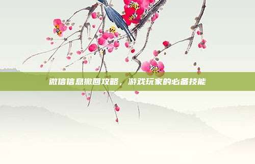 微信信息撤回攻略，游戏玩家的必备技能