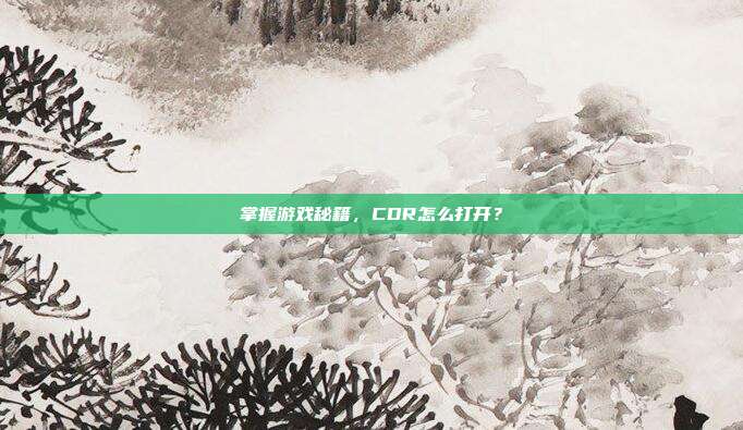 掌握游戏秘籍，CDR怎么打开？