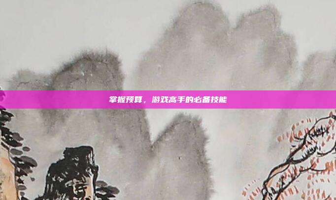 掌握预算，游戏高手的必备技能