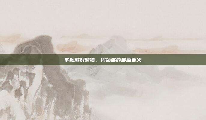 掌握游戏精髓，揭秘名的多重含义