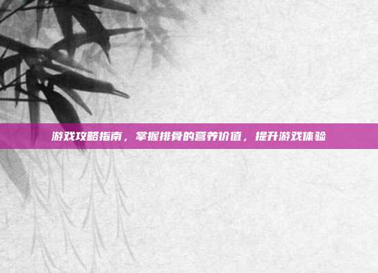 游戏攻略指南，掌握排骨的营养价值，提升游戏体验