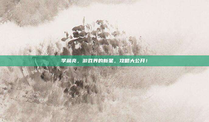 李晨亮，游戏界的新星，攻略大公开！