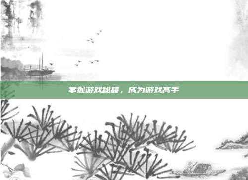 掌握游戏秘籍，成为游戏高手
