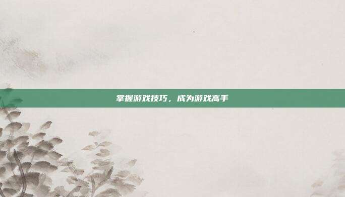 掌握游戏技巧，成为游戏高手
