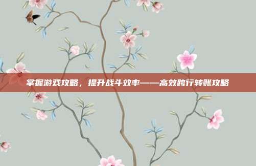 掌握游戏攻略，提升战斗效率——高效跨行转账攻略